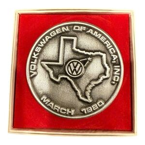 Volkswagen of America Commemorative Medallion 
Fort Worth Texas 1980